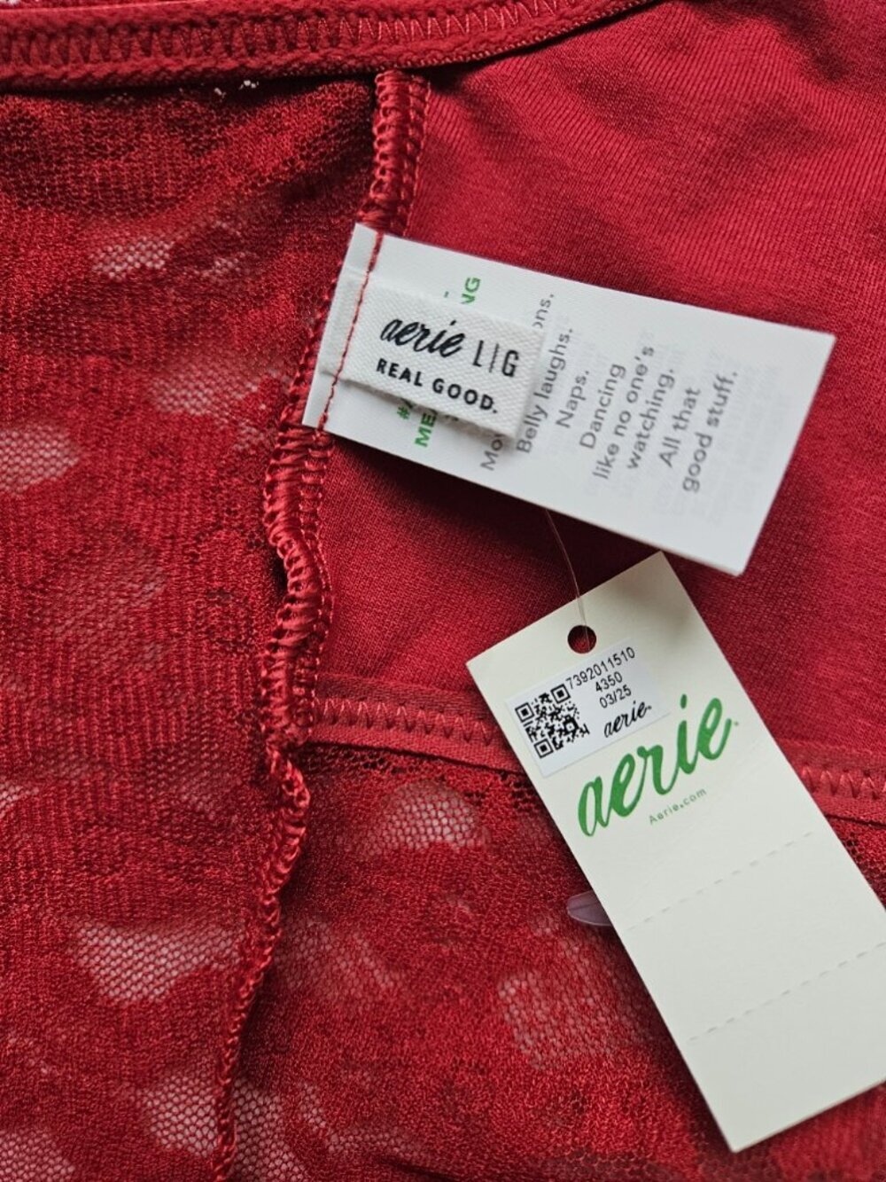 Aerie Show Off Vintage Lace Cut Out Bodysuit NWT Red Large Romantic Lingerie - Picture 2 of 11